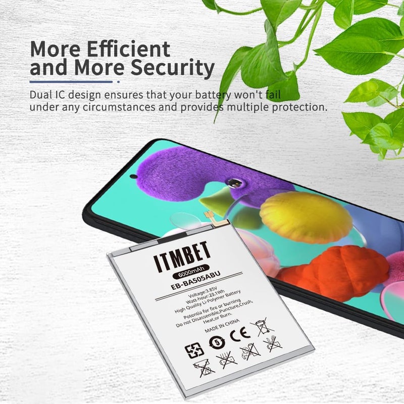 ITMBET بطارية لجهاز سامسونج جالاكسي A50، [6000mAh] بطارية بديلة مطورة جديدة 2024 0 دورة لجهاز A505F /A30 SM-A305 /A20 A205FN A202F /A30s SM-A307، EB-BA505ABU مع أدوات استبدال احترافية - Image 5
